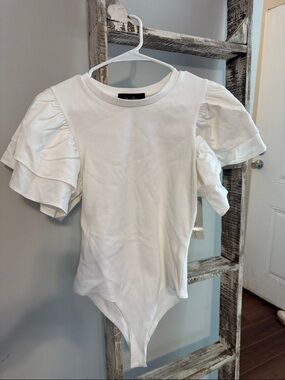 Anna Grace White Puff Sleeve Bodysuit